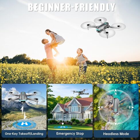 Drone with Camera for Adults and Beginners, 1080P HD FPV Foldable Mini Drones for Kids, 2 Batteries, Carrying Case, Trajectory Flight, Gravity Control, One-Key Takeoff/Landing, 360° Flip, Gift for Boy in Kuwait