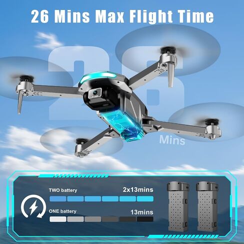 Drone with Camera for Adults and Beginners, 1080P HD FPV Foldable Mini Drones for Kids, 2 Batteries, Carrying Case, Trajectory Flight, Gravity Control, One-Key Takeoff/Landing, 360° Flip, Gift for Boy in Kuwait