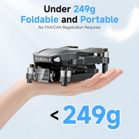 PLEGBLE Drones with Camera for Adults 4K, Beginner FPV Drone, 3 Batteries | Brushless Motor, Under 249g, 45 Mins Flight Time, Foldable Design, One-Key Start, Toys Gifts for Kids in Saudi Arabia