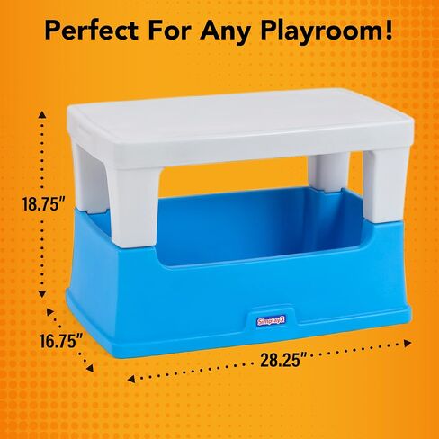 Simplay3 Play Around Toy Box Table, Multipurpose Kids Toy Box and Toddler Play Table for Toys, Art Supplies, Crafts, Durable, Plastic Large Toy Box, Made in USA in Kuwait