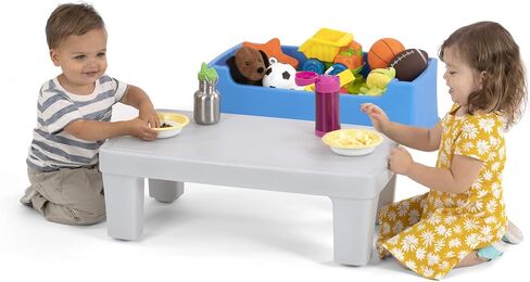 Simplay3 Play Around Toy Box Table, Multipurpose Kids Toy Box and Toddler Play Table for Toys, Art Supplies, Crafts, Durable, Plastic Large Toy Box, Made in USA in Kuwait