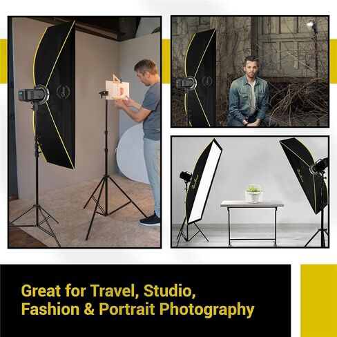 Glow ParaSnap 14x60 Strip New Generation SterlingFibre Bowens Mount Softbox w/External & Internal Diffusers, 144mm Bowens Speedring, Soft Box Speedring Adapter for Studio Speedlight Softbox Lighting in Kuwait