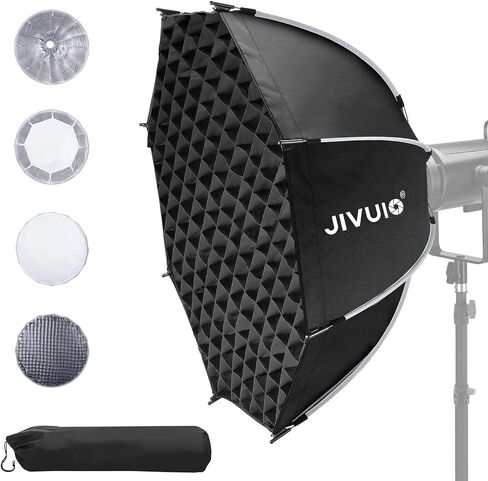 23.6"/60cm Octagonal Softbox, Quick Release Bowens Mount with Grid | Fits Bowens mount COB lights; includes honeycomb grid and inner/outer diffusers for portraits, video and studio lighting in Kuwait