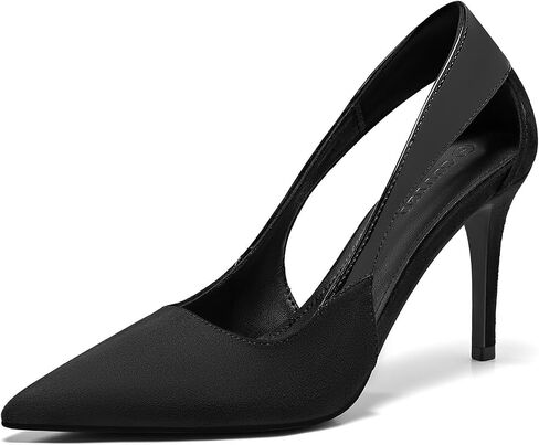 High Heel Pumps Dressy Closed Pointed Toe Cut Out Genuine Leather Pumps Casual Work Shoes for Women in Kuwait
