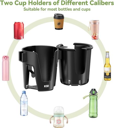KDD Stroller Cup Holder with Phone Holder, 3-in-1 Removable Bottle Holder, 360 Degrees Rotation Drink Holder for Wheelchair, Stroller, Bike, Walker, Scooter, Bicycle, Uppababy, Bugaboo, Britax in Saudi Arabia