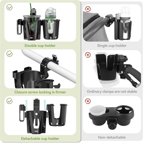 KDD Stroller Cup Holder with Phone Holder, 3-in-1 Removable Bottle Holder, 360 Degrees Rotation Drink Holder for Wheelchair, Stroller, Bike, Walker, Scooter, Bicycle, Uppababy, Bugaboo, Britax in Saudi Arabia