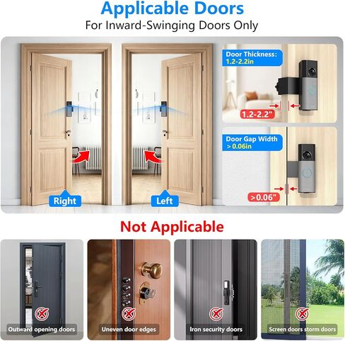 No-Drill Anti-Theft Mount for Ring Battery Doorbell/Plus/Pro (2nd Gen 2026 Newest), Metal Door Clamp Mounting Bracket for Ring Camera Doorbell, Doorbell Holder for Apartments/Rental, Easy to Install in Kuwait