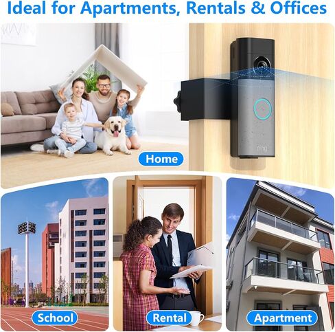No-Drill Anti-Theft Mount for Ring Battery Doorbell/Plus/Pro (2nd Gen 2026 Newest), Metal Door Clamp Mounting Bracket for Ring Camera Doorbell, Doorbell Holder for Apartments/Rental, Easy to Install in Kuwait