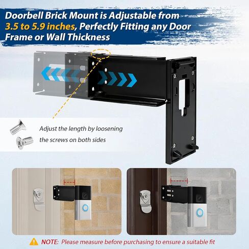Stainless Steel Doorbell Mount for Ring(2nd Gen-2020 Release), Adjustable | Doorbell Extender Mount 3.5" to 5.9" Adjustable, Better Visibility and Angle, for Home Rentals, Office in Kuwait