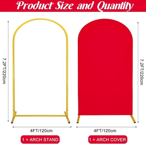 Metal Arch Stand and Cover Set,1 Purple Spandex Fitted Backdrop with 1 Gold Wedding Arched Stand Frame for Parties Birthday Baby Shower Bridal Banquet Decoration (6FT) in Saudi Arabia