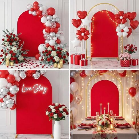 Metal Arch Stand and Cover Set,1 Purple Spandex Fitted Backdrop with 1 Gold Wedding Arched Stand Frame for Parties Birthday Baby Shower Bridal Banquet Decoration (6FT) in Saudi Arabia