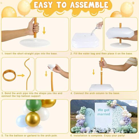 Chamvis Balloon Arch Stand, Ajustable Balloon Arch Kit Wedding Arch Frame Flower Arch Stand Half Curve Arch Backdrop Balloon Stand in Kuwait