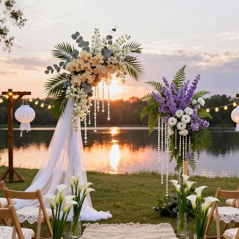Chamvis Balloon Arch Stand, Ajustable Balloon Arch Kit Wedding Arch Frame Flower Arch Stand Half Curve Arch Backdrop Balloon Stand in Kuwait