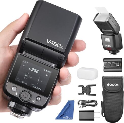 Godox V480 C TTL Camera Flash Strobe Touchscreen Speedlite for Canon | GN50 1.7s Recycle time, 2.4G TTL HSS 1/8000s, 650 Flashes, Built-in Modeling Light& Diffuser& Li-ion Battery, 2in Touchscreen in Kuwait