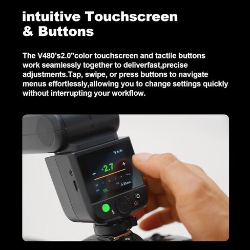 Godox V480 C TTL Camera Flash Strobe Touchscreen Speedlite for Canon | GN50 1.7s Recycle time, 2.4G TTL HSS 1/8000s, 650 Flashes, Built-in Modeling Light& Diffuser& Li-ion Battery, 2in Touchscreen in Saudi Arabia