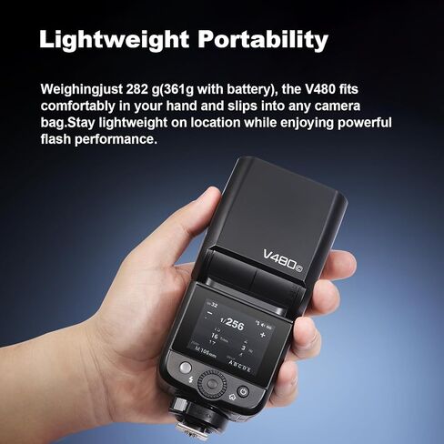 Godox V480 C TTL Camera Flash Strobe Touchscreen Speedlite for Canon | GN50 1.7s Recycle time, 2.4G TTL HSS 1/8000s, 650 Flashes, Built-in Modeling Light& Diffuser& Li-ion Battery, 2in Touchscreen in Saudi Arabia