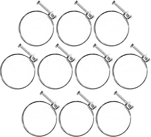 POWERTEC 70215 2 Inch Double Wire Hose Clamp with bolt, Adjustable Hose Clamps for Pool Hose for Above Ground Pools & Pool Pump Hose, Pipe Clamp, Worm Gear Clamp, 5 pack (Color May Vary) in Kuwait