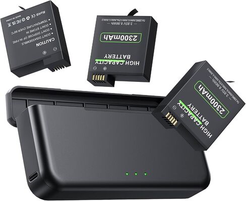 for DJI Action 6 Batteries Compatible with Action 5 Pro/4/3/OSMO 360 | 3PCS 2300mAh Batteries with 3-Channel USB Fast Charger Kits in Kuwait