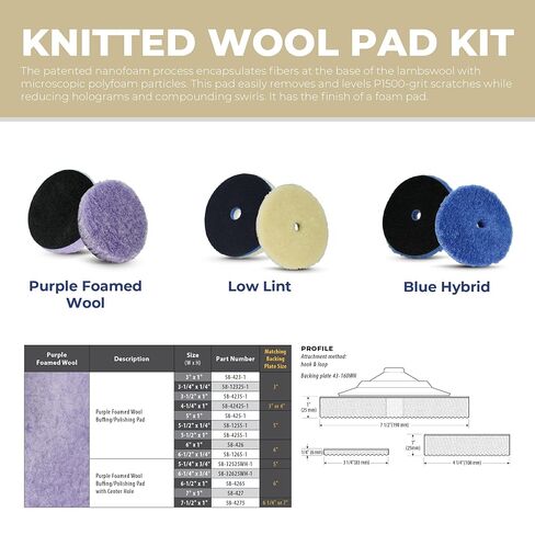Purple Foamed Wool 6.25" (1-Pack) Combination Wool and Foam pad. Perfect for Compounding or Polishing. Fits 6" Backing Plate. in Kuwait