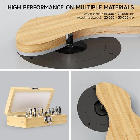 10-Piece Micro Router Bit Set, 1/4" Shank Carbide Mini Cutters for Model Making, Crafts & Detailed Woodworking, Flush Trim, Chamfer, Cove & Straight Profiles with Wooden Case in Kuwait