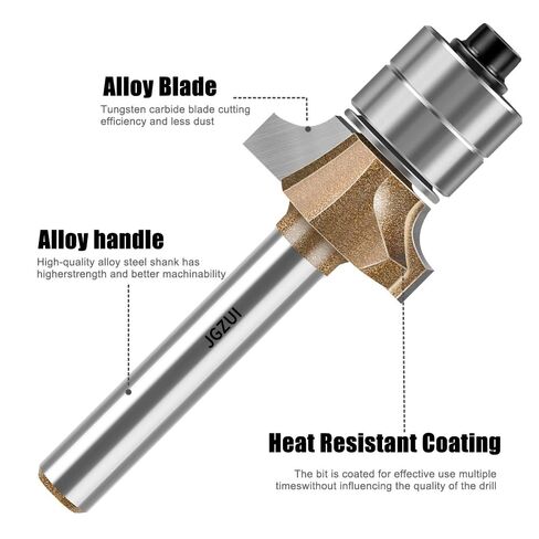 Roundover Router Bit 1/4" Shank 1/4" Radius Double Bearing in Kuwait