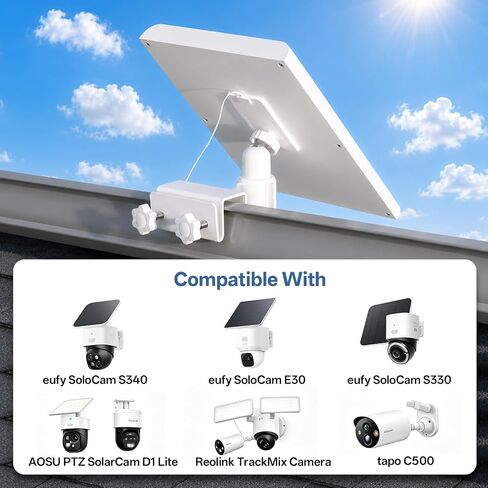 2 Pack White Stainless Steel Gutter Mount for Eufy SoloCam S340 E30 E42 S330, No Drill Universal Bracket Compatible with Solar Panel Outdoor Camera in Kuwait
