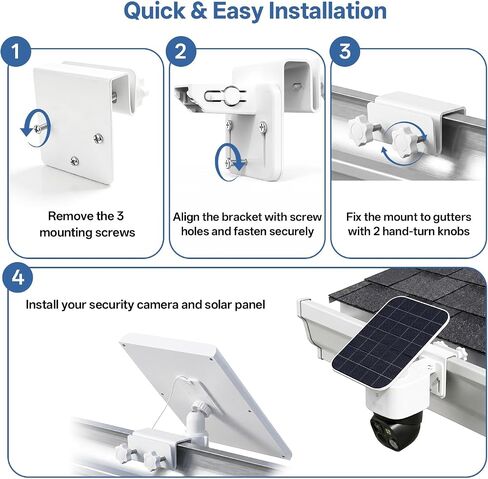 2 Pack White Stainless Steel Gutter Mount for Eufy SoloCam S340 E30 E42 S330, No Drill Universal Bracket Compatible with Solar Panel Outdoor Camera in Kuwait