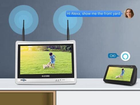No HDD 12Inch LCD Wireless WiFi NVR 10 Channels Network Video Recorder, 1080P/3MP/5MP Motion Detection Zones, Built-in Speaker, 24/7 Recording, Work with Hiseeu Wireless Cameras in Kuwait
