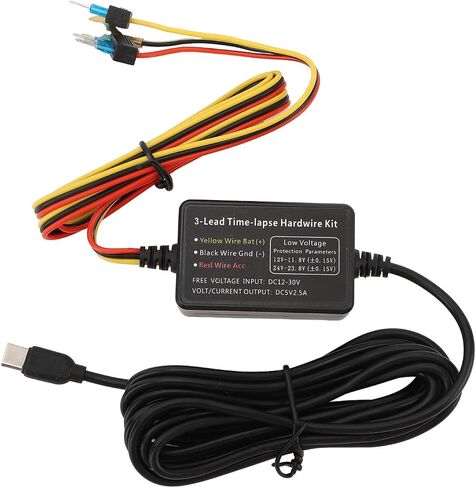 Generic Type C Dash Cam Hardwire Kit 12V-30V to 5V Power Cord 3.2m Cable with Built in Safety Measures for Dash Cam GPS Detector in Kuwait