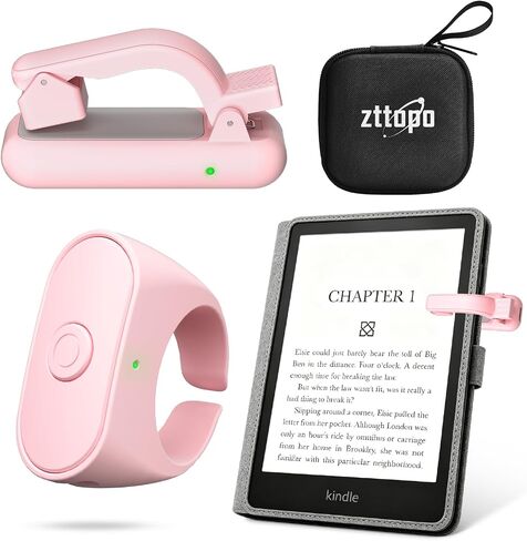 Upgraded Page Turner Ring for Kindle Paperwhite Oasis Scribe Kobo eReaders,Case-Friendly Remote Control Page Turner Clicker for iPhone iPad Android Tablets E-Readers with Storage Hard Case (Green) in Saudi Arabia