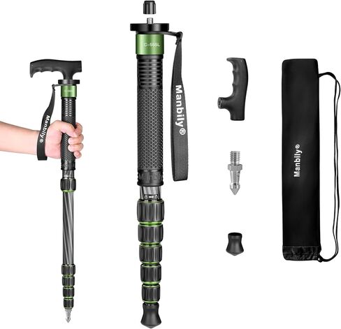 Camera Monopod, Carbon Fiber Portable Compact Lightweight Travel Monopod with Walking Stick Handle for DSLR Canon Nikon Sony Video Camcorder, 6 Sections up to 61 inch in Kuwait