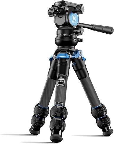 SIRUI AM-223L Carbon Fiber Mini Tabletop Tripod Kit, Compact Lightweight with AT-10 Fulid Video Head, Max Load 5kg/11.02lb for Cameras, DSLR (AM-223L+AT-10) in Kuwait