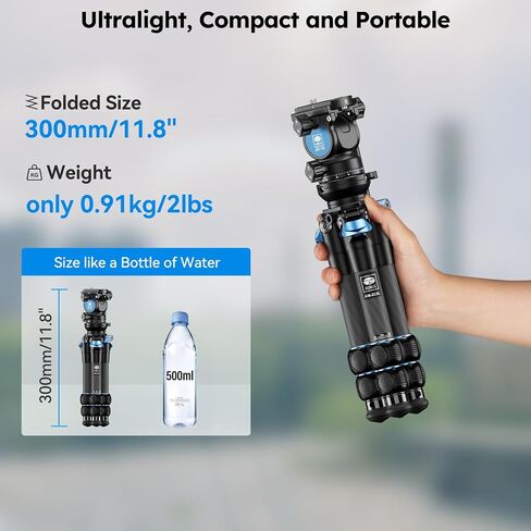 SIRUI AM-223L Carbon Fiber Mini Tabletop Tripod Kit, Compact Lightweight with AT-10 Fulid Video Head, Max Load 5kg/11.02lb for Cameras, DSLR (AM-223L+AT-10) in Kuwait