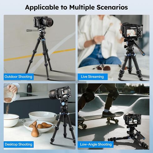 SIRUI AM-223L Carbon Fiber Mini Tabletop Tripod Kit, Compact Lightweight with AT-10 Fulid Video Head, Max Load 5kg/11.02lb for Cameras, DSLR (AM-223L+AT-10) in Kuwait