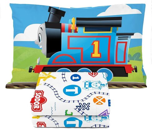 Sunny Side Up Mattel Thomas & Friends Toddler Sheet Set - 3 Piece Toddler Bedding Set Includes Pillow Cover - Super Soft Trains Microfiber Sheets in Kuwait
