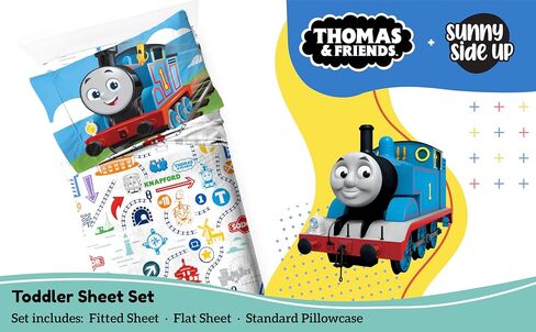 Sunny Side Up Mattel Thomas & Friends Toddler Sheet Set - 3 Piece Toddler Bedding Set Includes Pillow Cover - Super Soft Trains Microfiber Sheets in Kuwait
