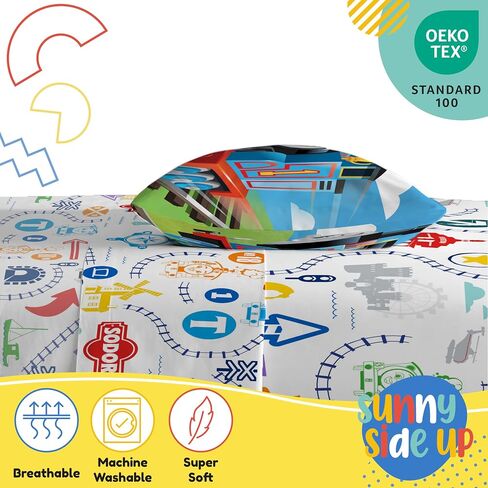 Sunny Side Up Mattel Thomas & Friends Toddler Sheet Set - 3 Piece Toddler Bedding Set Includes Pillow Cover - Super Soft Trains Microfiber Sheets in Kuwait