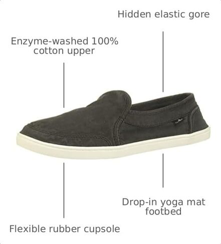 Sanuk Womens Pair O Dice Loafers | Womens Shoes | Slip On Shoes for Women | Women's Slip-on Loafers | Comfort Footbed, Washed Black, 7 in Kuwait