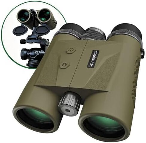 10x42 Rangefinder Binoculars for Hunting, 2624 Yard Long Range | Laser Rangefinding, 0.15s Fast Ranging, Accuracy ±0.5m, IP65 Waterproof, Included Bino Tripod Adapter, for Hunter/Outdoor in Kuwait
