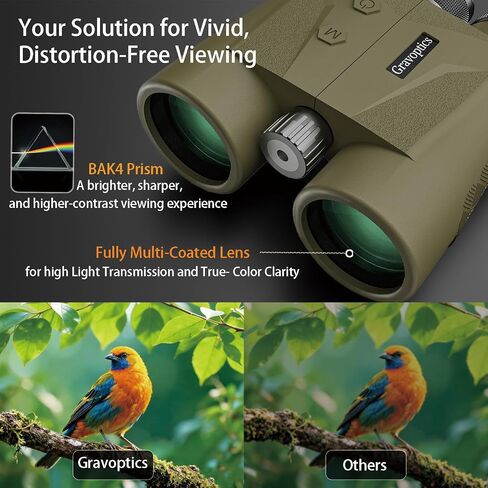 10x42 Rangefinder Binoculars for Hunting, 2624 Yard Long Range | Laser Rangefinding, 0.15s Fast Ranging, Accuracy ±0.5m, IP65 Waterproof, Included Bino Tripod Adapter, for Hunter/Outdoor in Kuwait