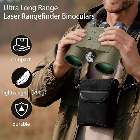 10x42 Rangefinder Binoculars for Hunting, 2624 Yard Long Range | Laser Rangefinding, 0.15s Fast Ranging, Accuracy ±0.5m, IP65 Waterproof, Included Bino Tripod Adapter, for Hunter/Outdoor in Kuwait