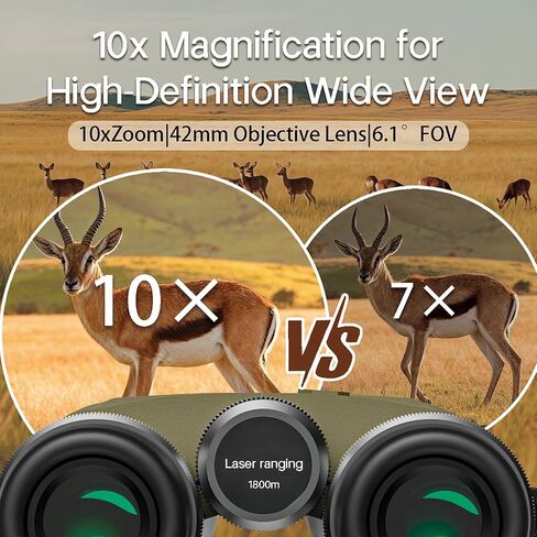 10x42 Rangefinder Binoculars for Hunting, 2624 Yard Long Range | Laser Rangefinding, 0.15s Fast Ranging, Accuracy ±0.5m, IP65 Waterproof, Included Bino Tripod Adapter, for Hunter/Outdoor in Kuwait