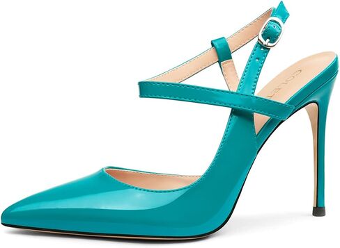COLETER Women Ankle Strap Slingback Heels Pointed Toe Stiletto Party Pumps | 4 Inch Stiletto Heels, Adjustable Buckle Pumps, Cross Strap Design, Elegant Evening Party Dress Heels in Saudi Arabia