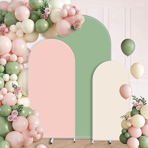 FYSUIMU 3 Pcs Pink Orange Arch Backdrop Covers Stretchy Spandex Arch Stand Fabric Cover for Wedding Birthday Baby Bridal Shower Anniversary Ceremony Party Decoration (4ft/5ft/6ft) in Kuwait