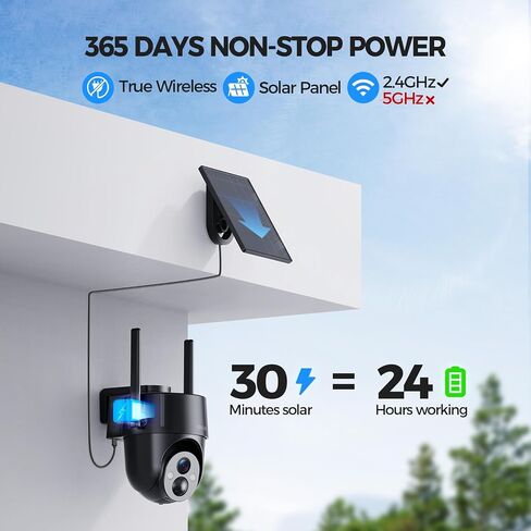Solar Security Cameras Wireless Outdoor, 2K 360° View WiFi 3MP Security Cam | 2K Solar Powered Camera 3MP WiFi Security Camera for Home with Color Night Vision, PIR Detection, 2-Way Audio, Motion Alert in Kuwait