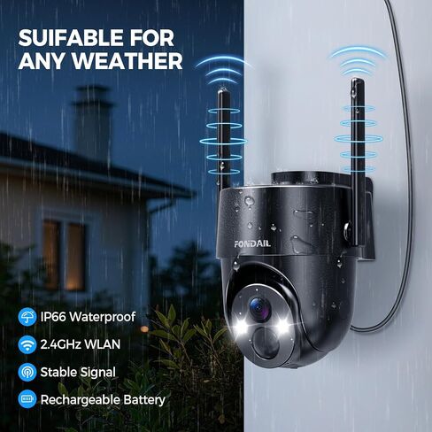 Solar Security Cameras Wireless Outdoor, 2K 360° View WiFi 3MP Security Cam | 2K Solar Powered Camera 3MP WiFi Security Camera for Home with Color Night Vision, PIR Detection, 2-Way Audio, Motion Alert in Kuwait