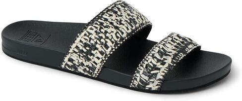 REEF Womens Sandals, Cushion Vista, Black/White Braid, 7.5 in Kuwait