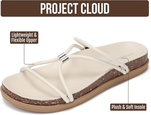Project Cloud Non-Slip Summer Slides for Women & Lightweight Womens Sandals | Summer Sandals for Women with Plush and Soft Insole Womens Sandals Comfortable Non Slip and Lightweight Women Footwear in Kuwait