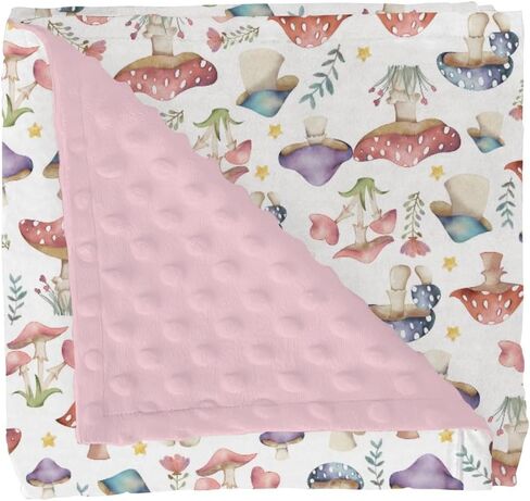 Fairytale Mushroom Baby Blankets for Girl Boy Colorful Mushrooms Floral Leaves Soft Mink Dotted Backing Double Layer Swaddle Blanket Magical Plant Bed Throws for Newborn Toddler Crib 30x40 in Kuwait