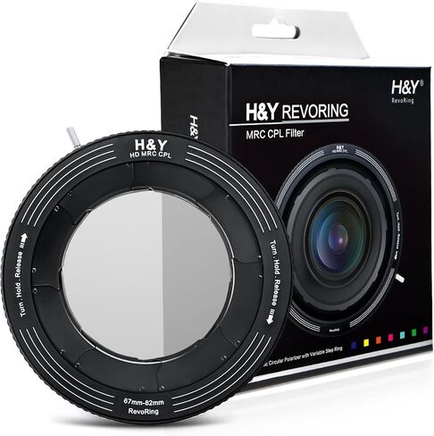 H&Y RevoRing Variable CPL Filter 67-82mm Circular Polarizer Lens | 2-in-1 Polarizer, Adjustable Adapter Ring, Landscape Photography, Outdoor Photography, Reflection Control in Kuwait